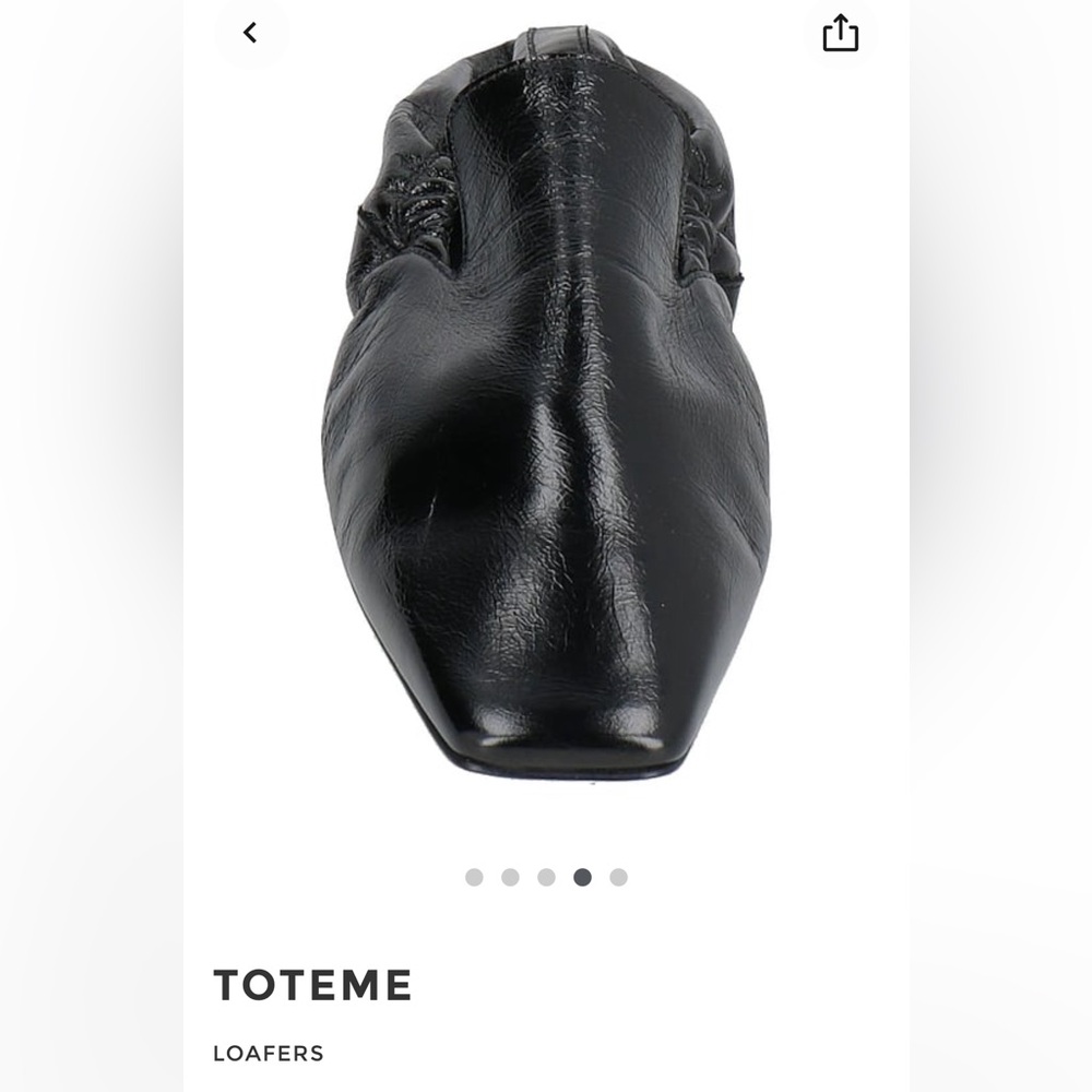 TOTEME Black Leather Square Toe Elastic Back Flat Loafers Made in Italy Size 37 - Picture 11 of 12